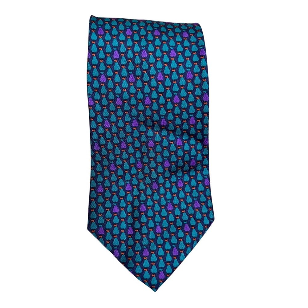 Christian Dior Monsieur Tie All Silk Teardrop Pattern Blue & Purple Made In USA